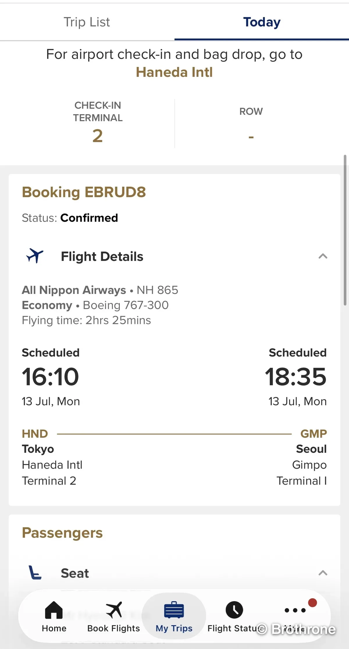 Mobile boarding pass issued via Singapore Airlines app