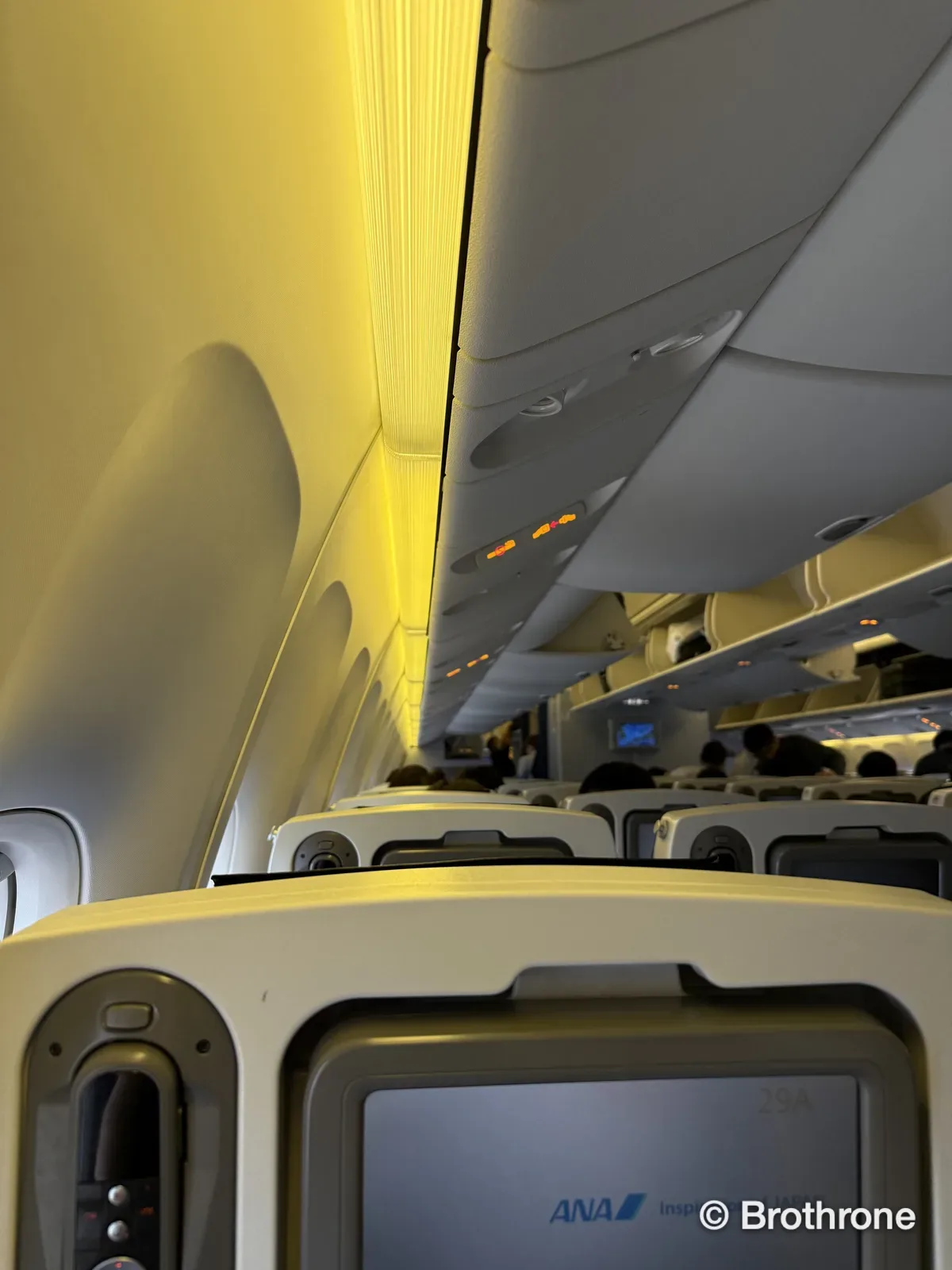 ANA Boeing 767 economy cabin with 2-4-2 seating