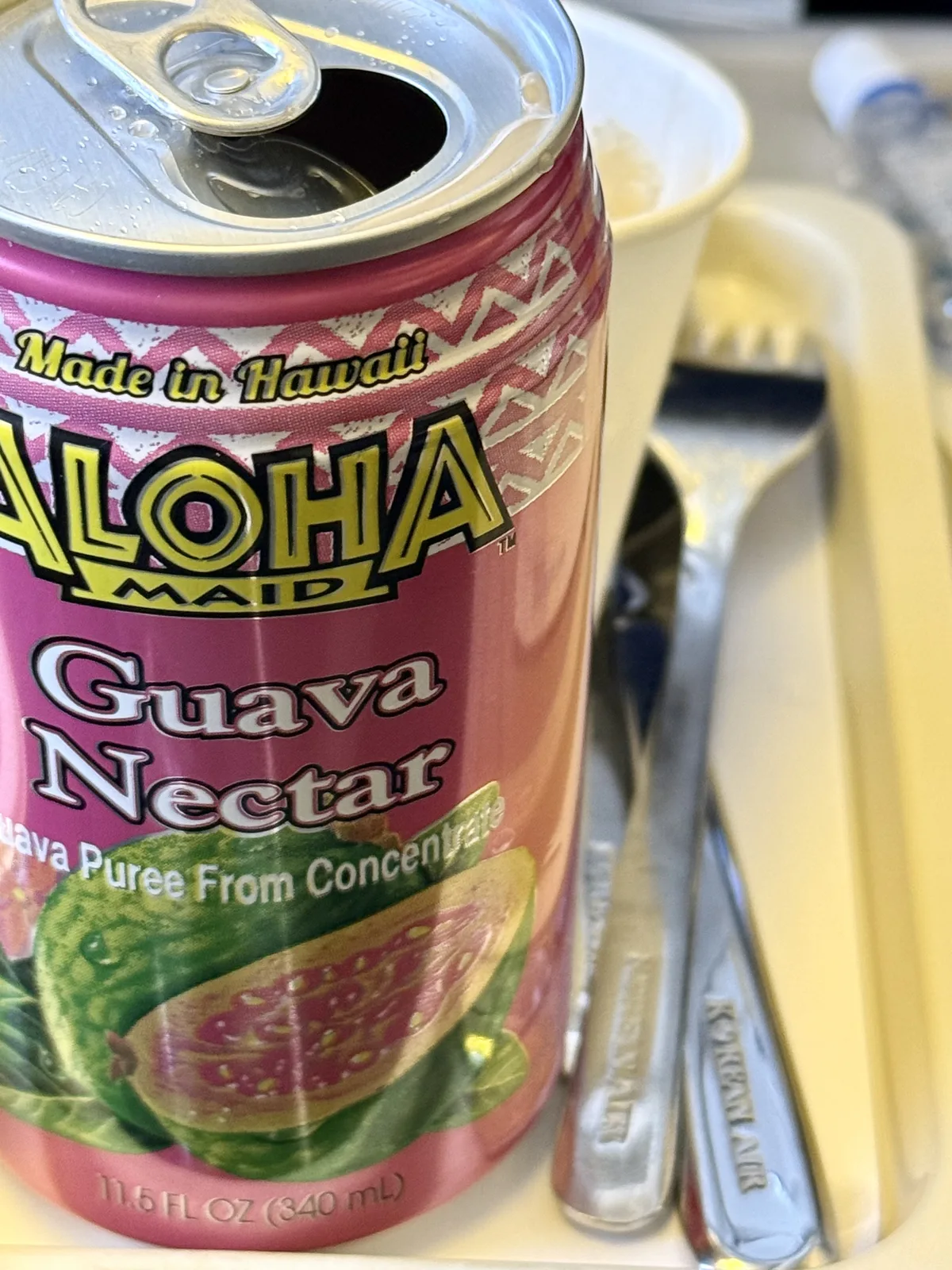Korean Air guava juice served on board