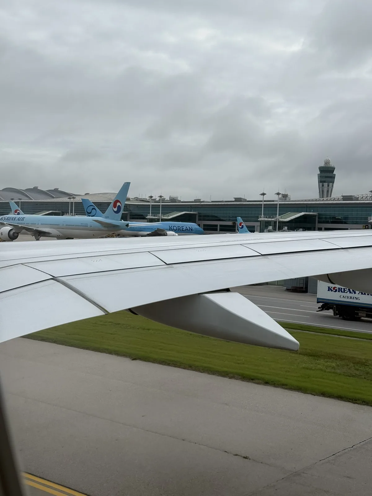 View of Incheon Airport ramp from the window before takeoff
