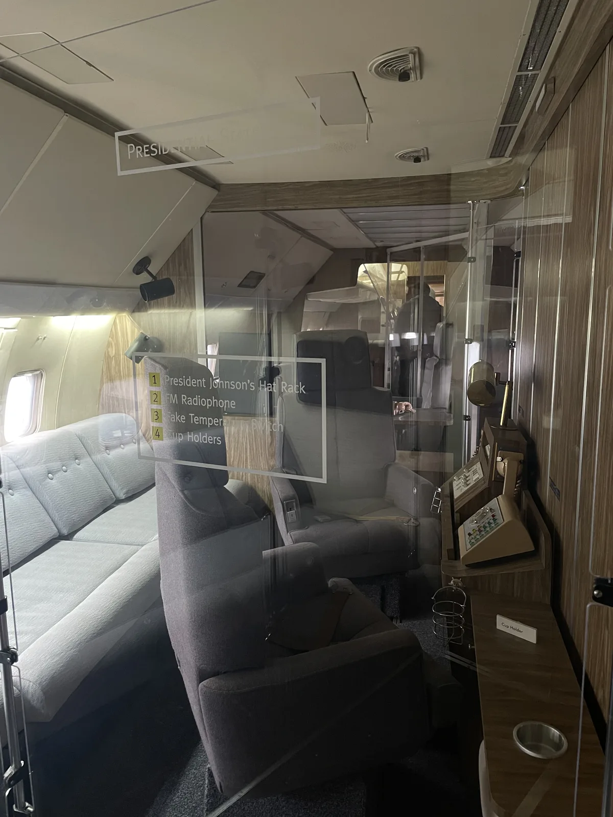 Former presidential Air Force One aircraft (VC-137C SAM 970) exterior in the Aviation Pavilion