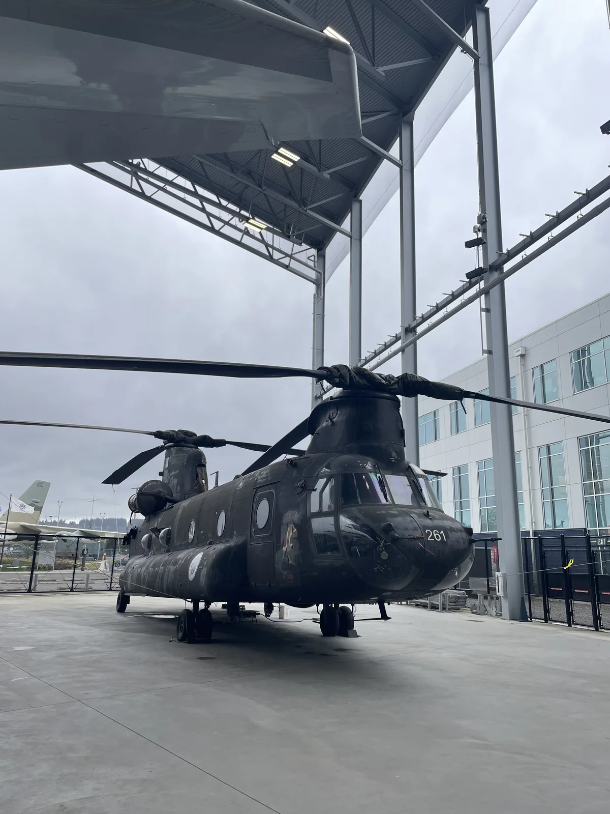 CH-47 Chinook helicopter close-up showing twin rotor configuration