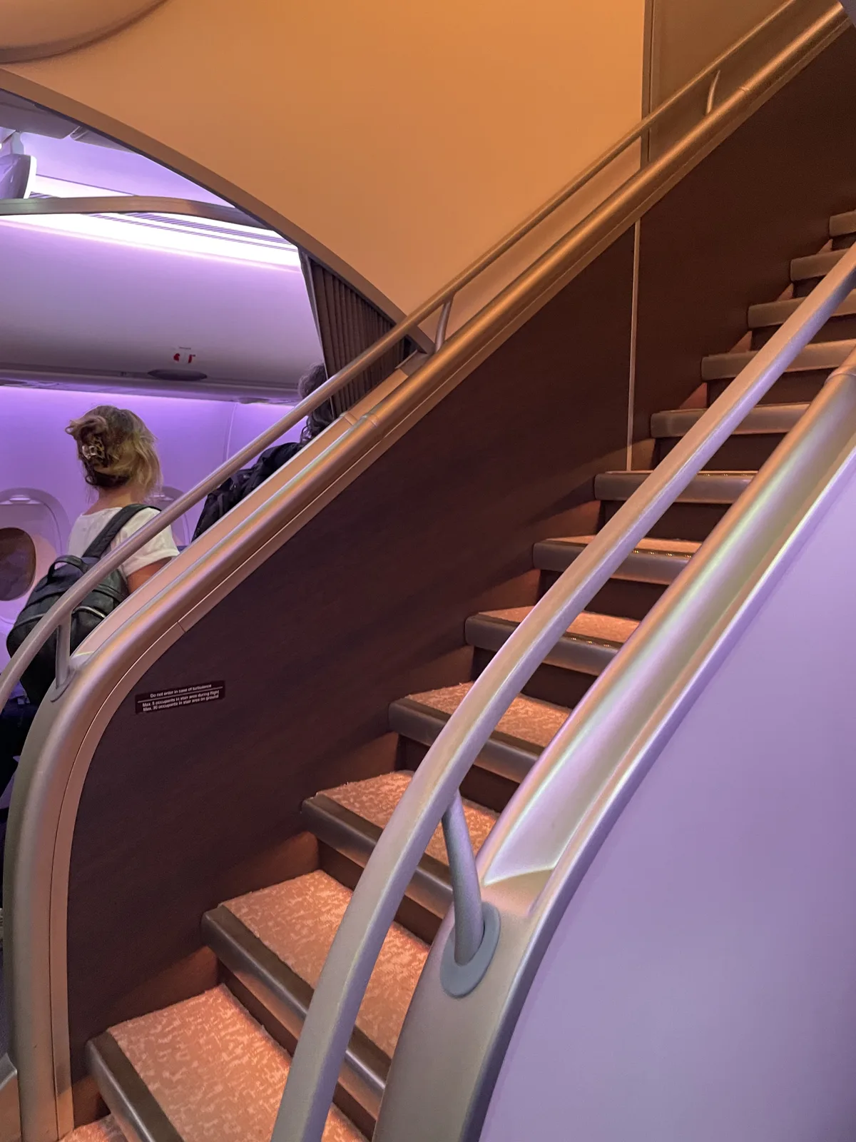 Singapore Airlines A380 lower deck economy cabin during boarding for SQ322