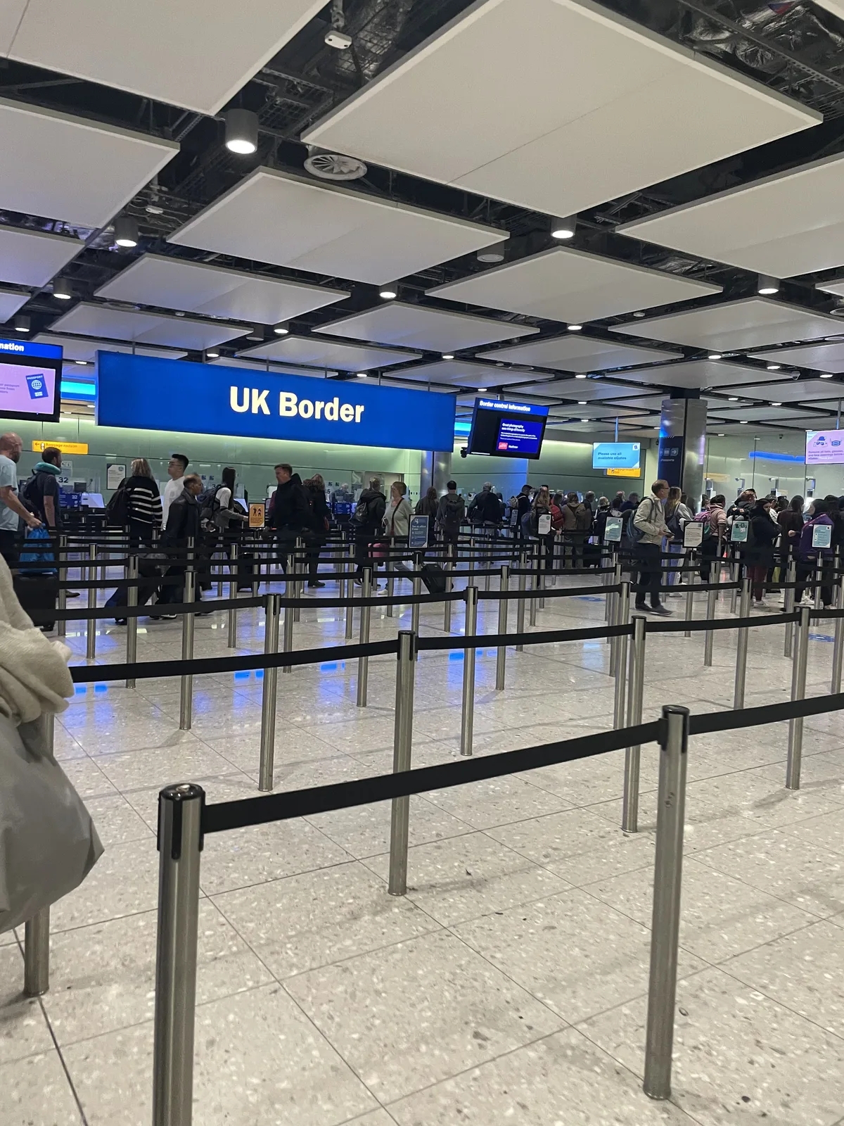 London Heathrow Airport arrivals area after clearing immigration