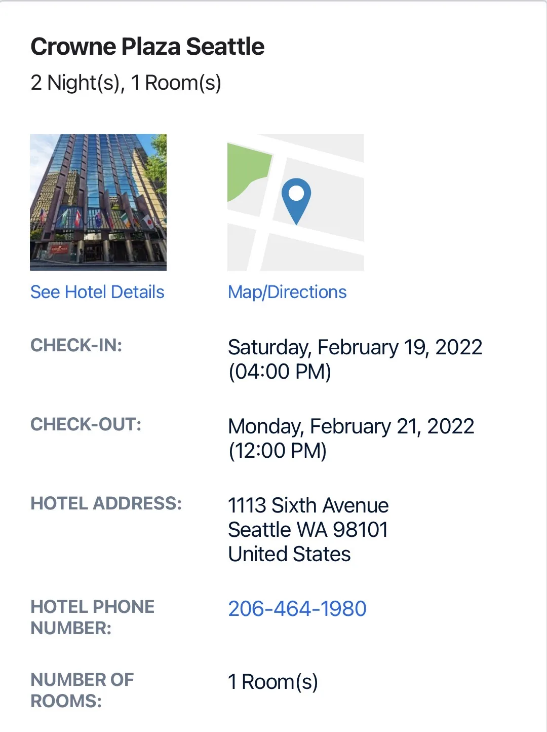 Priceline Express Deal price breakdown showing $92 per night rate with coupon discount for Crowne Plaza Seattle