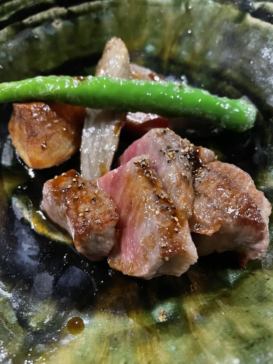 Wagyu steak course served at Ikkouten kaiseki dinner