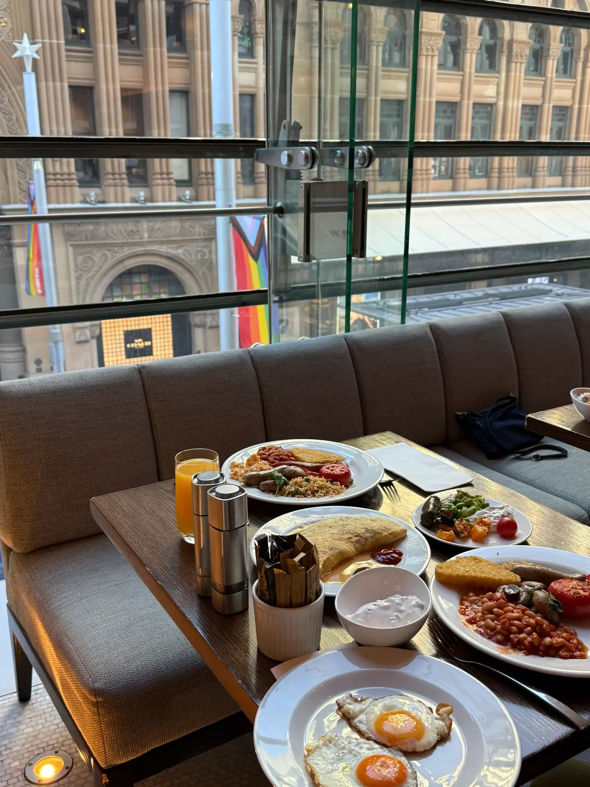 Hilton Sydney breakfast spread including eggs made to order and rotating fruit selection