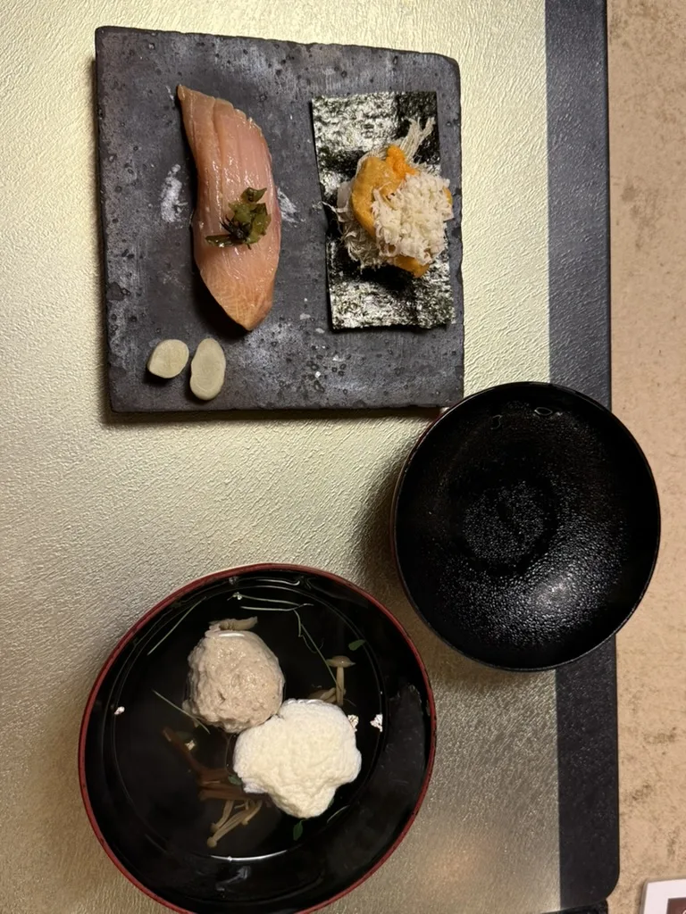 Kuriya Suizan kaiseki dinner sushi and broth course