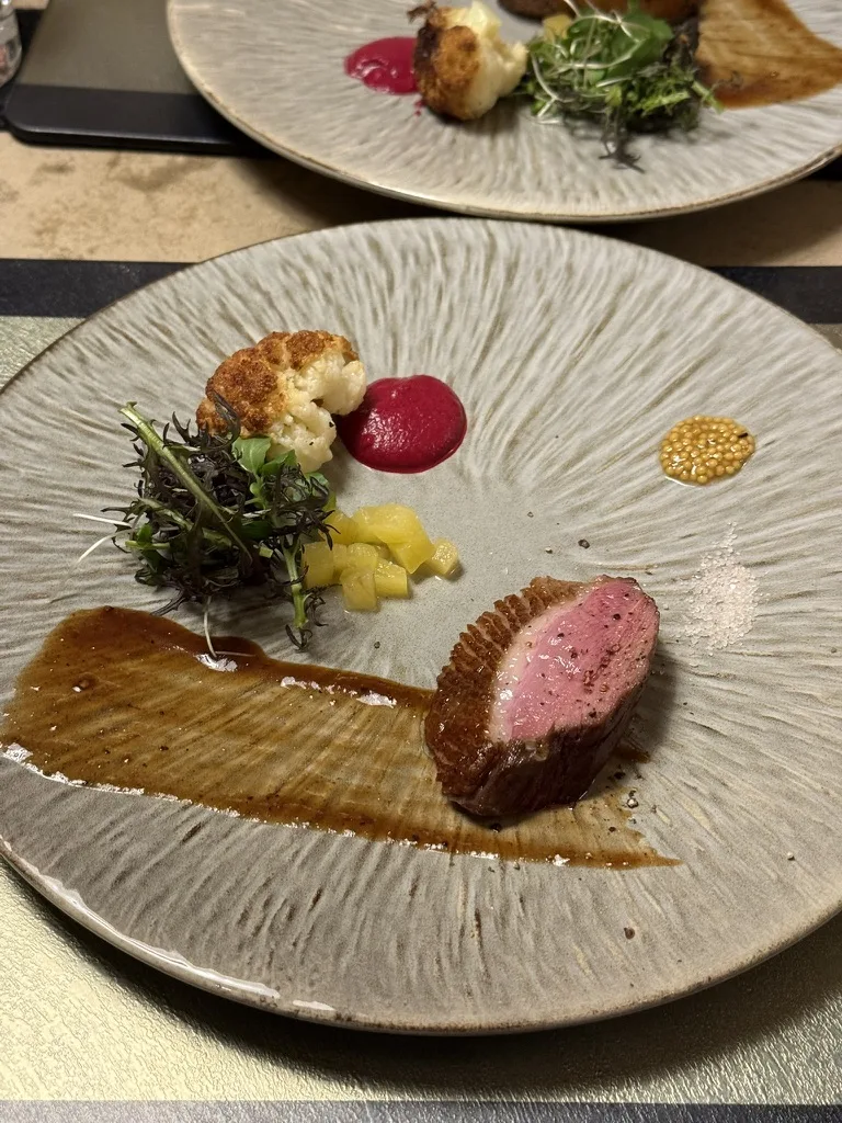 Kuriya Suizan kaiseki dinner duck main course with wine and beet sauce