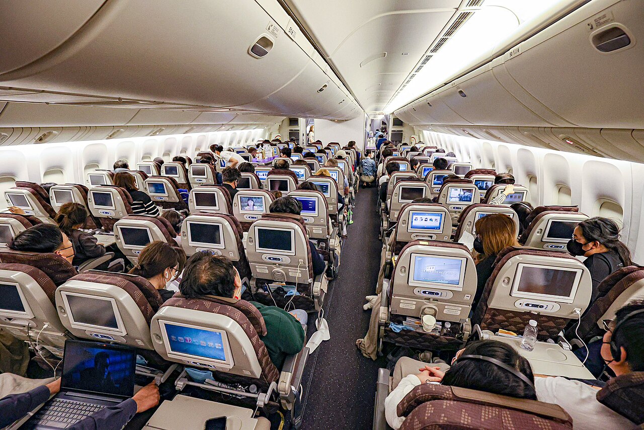 Korean Air 777-300ER economy, 2022.