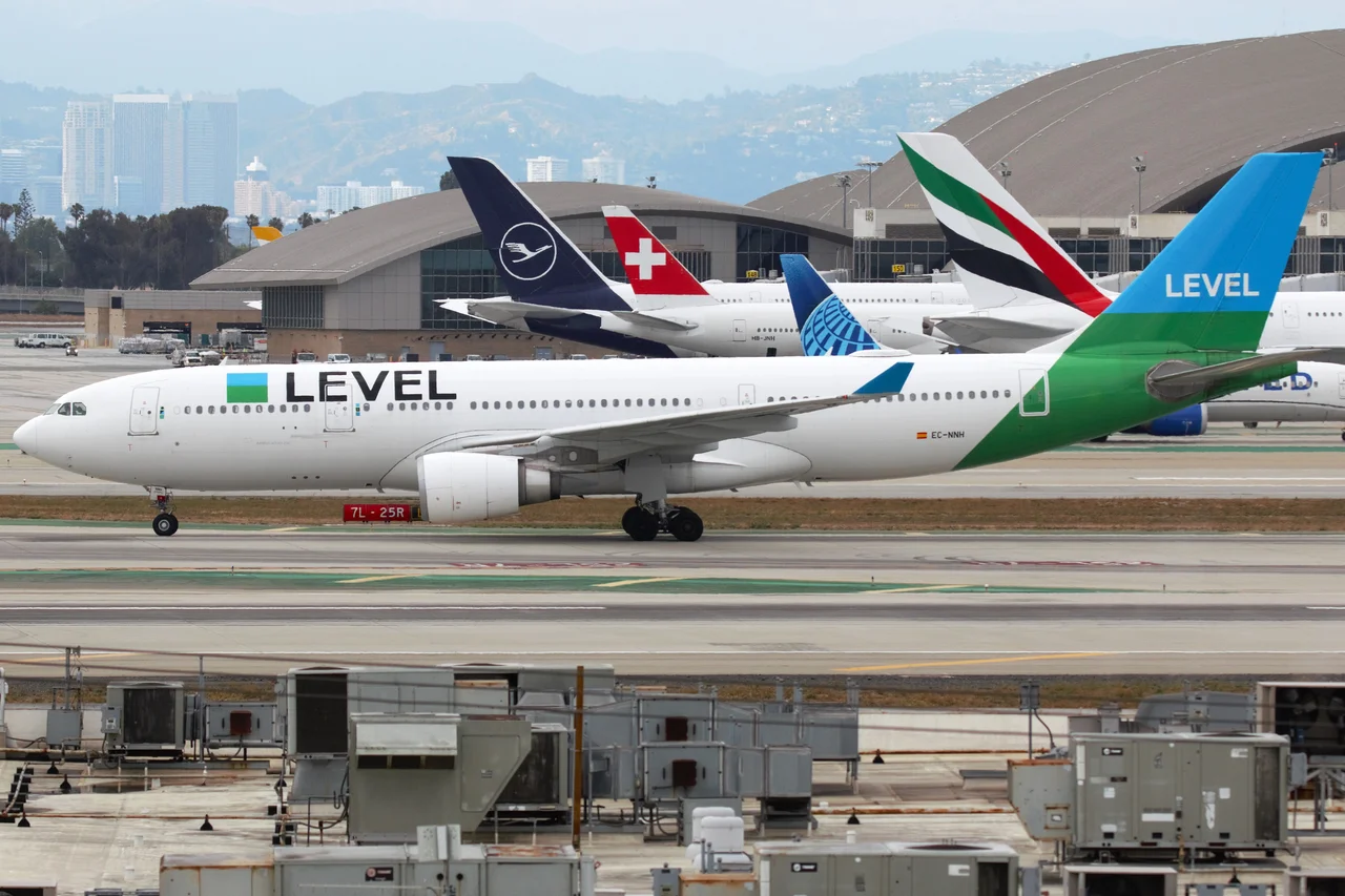 Airbus A330-200 aircraft parked on the apron at Los Angeles International Airport