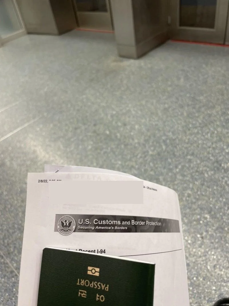 CBP I-94 출입국 기록 서류