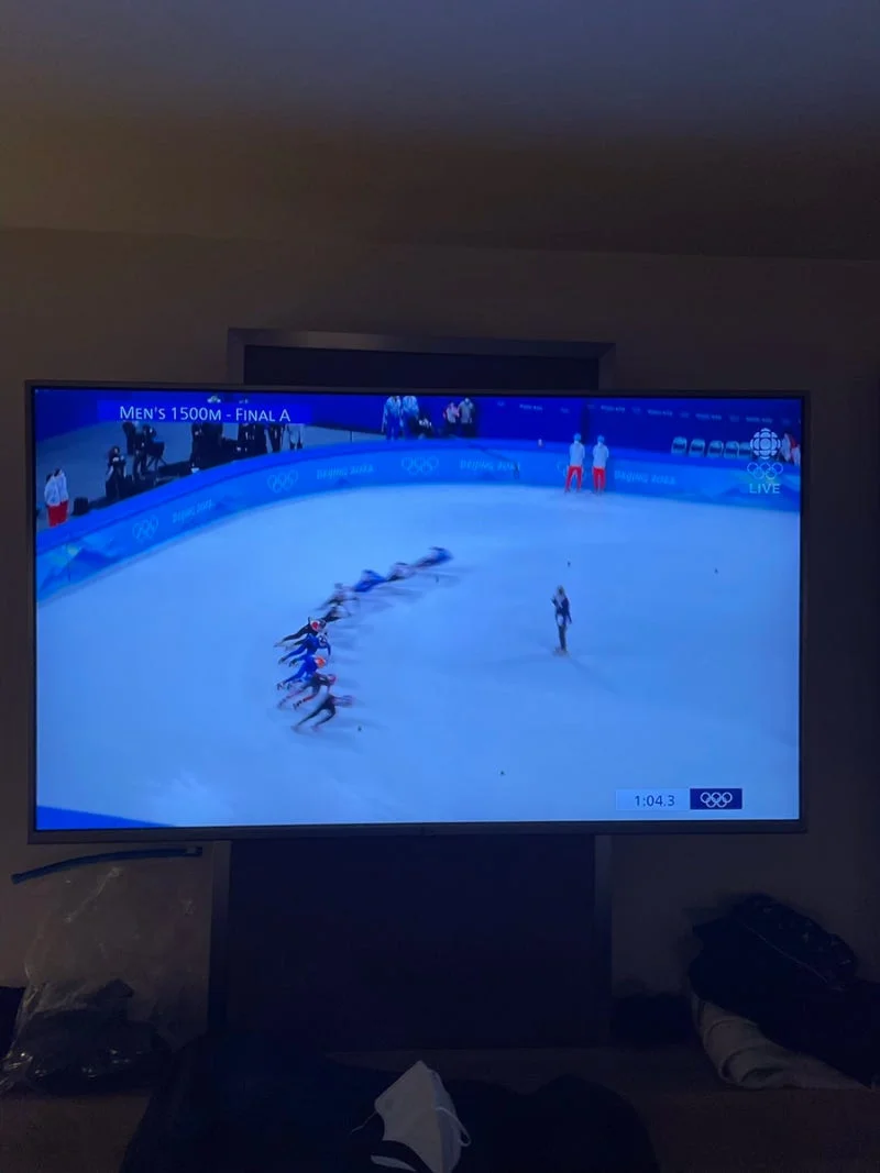 베이징 동계올림픽 쇼트트랙 중계 TV 화면